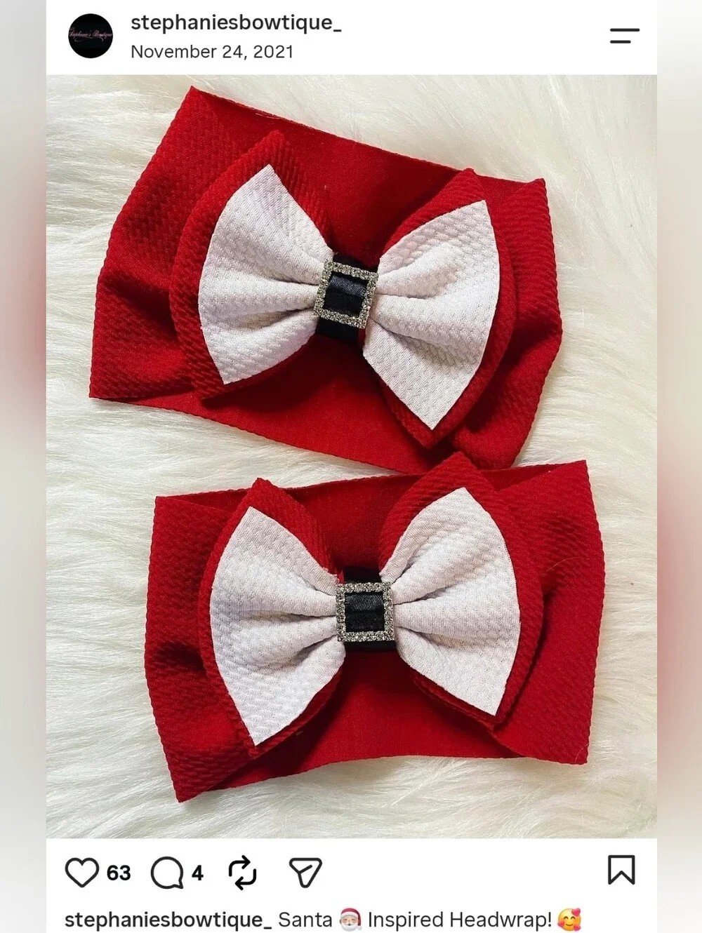 NWT Baby Santa Headwrap Christmas Holiday Bow Headband